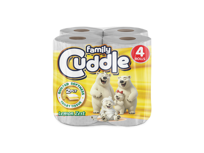 FAMILY CUDDLE 2PLY 4 PACK LEMON TOILET TISSUE