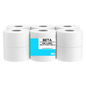 Mini Jumbo Recycled White toilet roll 200m 60mm core 1x12 pack — FSC-aligned eco washroom roll for schools and contract cleaning, buy online UK