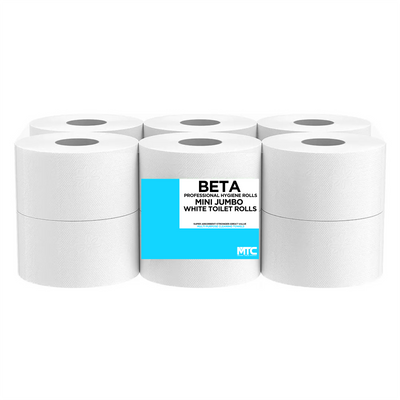 Mini Jumbo Pure White Toilet Rolls 200mt (76mm Core) 1 x 12 Pack