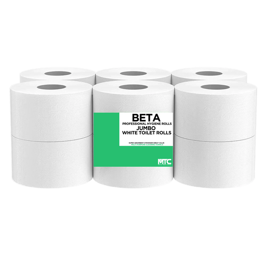 Jumbo Pure White toilet roll 300m 76mm core 1x12 pack — Tork Katrin Lotus compatible high-traffic washroom roll, buy online UK