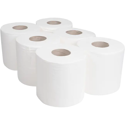 White Roll Eco 40m 1x6 pack — HACCP food contact kitchen and catering centrefeed paper roll, buy bulk online UK